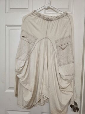 Unique Cream Boho Balloon Cargo Skirt